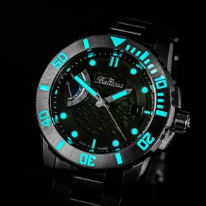 Balticus Żabnica Anglerfish | Zegarek męski diver | Zielona tarcza