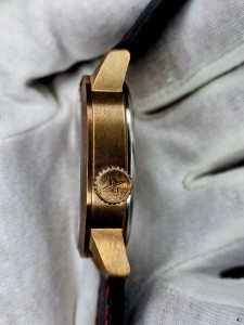 Xicorr MISTRAL bronze PROTOTYP / men's bronze watch with black dial and red polonez 