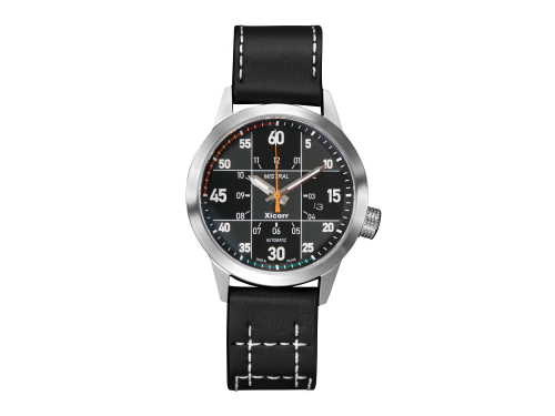 Xicorr MISTRAL BKo / men's watch black with orange second hand polonez
