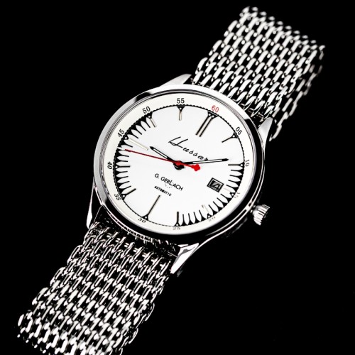 G. Gerlach Hussar | polska husaria | zegarek męski | biała tarcza | bransoleta 