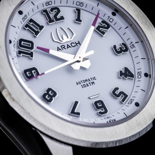 Arach A93H | zegarek unisex | biała tarcza | czarny gumowy pasek