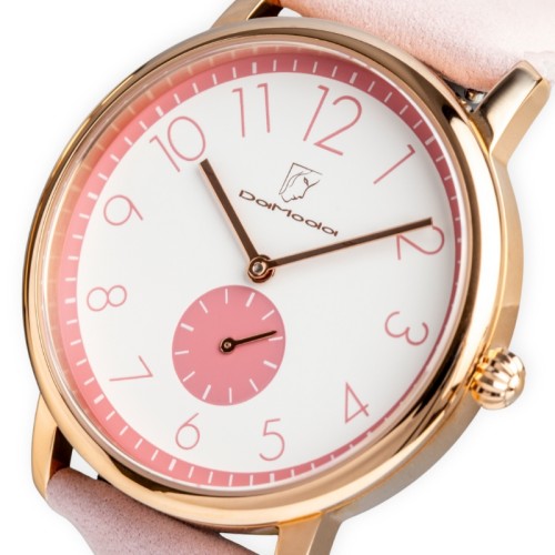 DaModa Sporta / women's watch with a pink dial on pink strap plus bracelet mesh / rose gold colour