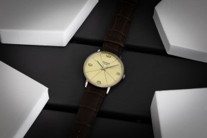 Błonie Zodiak Mechaniczny 1 | Zegarek męski | Beżowa tarcza szampański budyń | Brązowy pasek