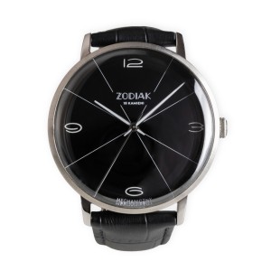 Błonie Zodiak Mechaniczny 2 | czarna klasyczna tarcza | szafirowe szkło | zegarek męski | czarny pasek 