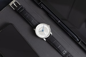 Błonie Polan 1 white silver dial / Men's watch on a black leather strap