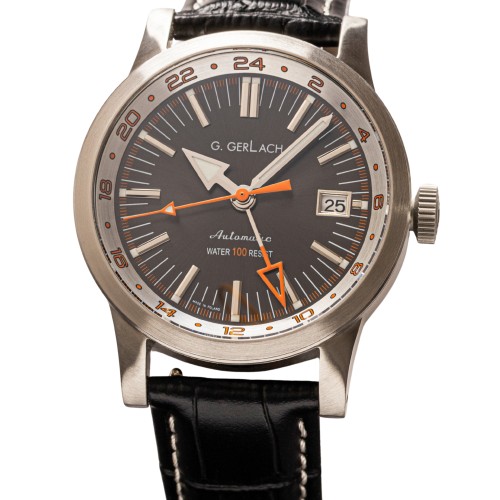 G. Gerlach Navigator Mk 3 GMT | zegarek męski | grafitowa tarcza 