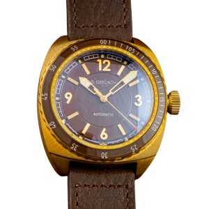 G. Gerlach Submarine | Mosiężny zegarek męski | Brązowa tarcza | 43 mm