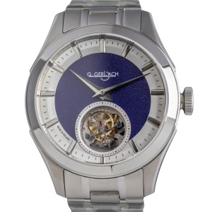 G. Gerlach Marshal Piłsudski Turbillon / limited men's watch with blue dial / open hart