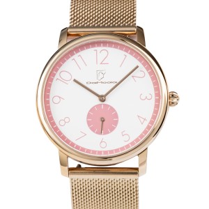 DaModa Sporta Zegarek Damski różowa tarcza różowy pasek + pasek bransoleta mesh różowe złoto 38 mm