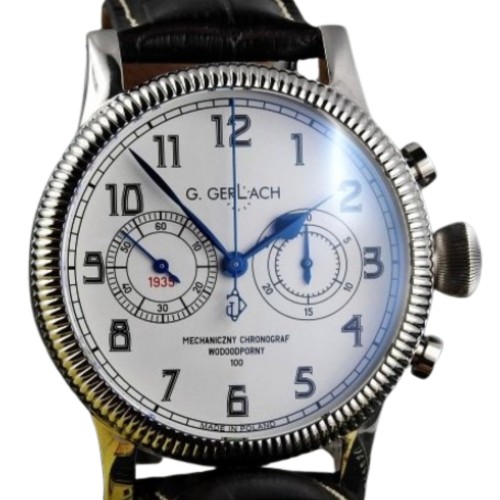 G. Gerlach m/s Piłsudski Chronograf | Zegarek męski mechaniczny | Skórzany pasek