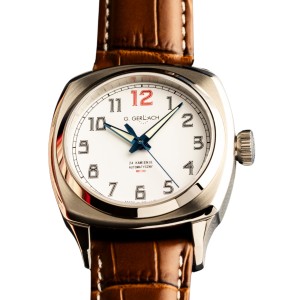 G. Gerlach Generał Maczek | Zegarek męski | Biała tarcza | Skórzany pasek