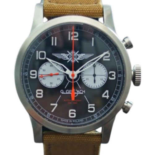 G. Gerlach Pilot Chronograf | zegarek męski | czarna tarcza