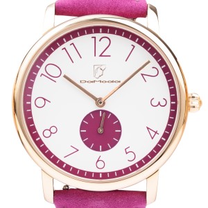 DaModa Sporta / women's watch with a dark pink dial on dark pink strap plus bracelet mesh / rose gold colour