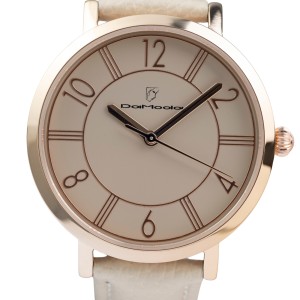 DaModa Vanita / women's watch with a beige dial on a beige leather strap / rose gold color
