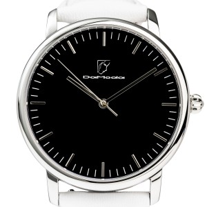 DaModa Simplema / women's watch with a black dial on white strap plus bracelet mesh / stainless steel
