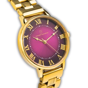 Zegarek damski Damoda BAROKA Burgundy Yellow Gold pasek + bransoleta 34 mm