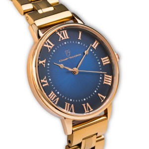 Zegarek damski Damoda BAROKA Navy Yellow Gold pasek + bransoleta 34 mm