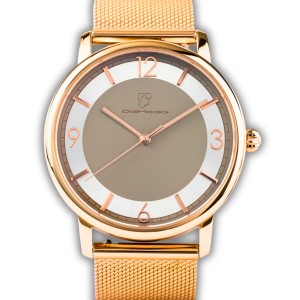  Zegarek damski Damoda CLASSICA Beige | pasek skórzany + bransoleta mesh 38 mm 