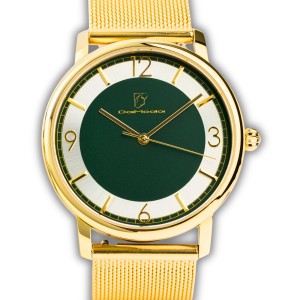 Zegarek damski Damoda CLASSICA Green | pasek skórzany + bransoleta mesh 38 mm