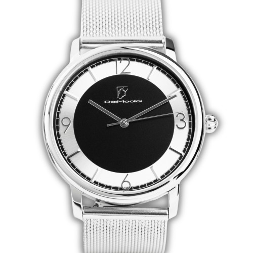 Zegarek damski Damoda CLASSICA Black | pasek skórzany+ bransoleta mesh 38 mm