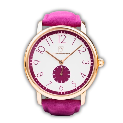 Zegarek damski DaModa SPORTA Plum pasek skórzany + bransoleta mesh różowe złoto 38 mm