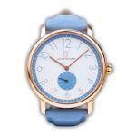 Zegarek damski DaModa SPORTA Baby Blue pasek skórzany + bransoleta mesh różowe złoto 38 mm