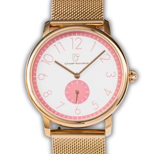 Zegarek damski DaModa SPORTA Blush Pink pasek skórzany + bransoleta mesh różowe złoto 38 mm