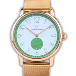 Zegarek damski DaModa SPORTA Lime Green pasek skórzany + bransoleta mesh różowe złoto 38 mm 