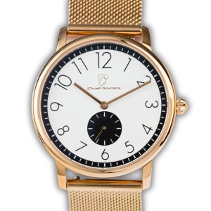 Zegarek damski DaModa SPORTA Deep Black pasek skórzany + bransoleta mesh różowe złoto 38 mm
