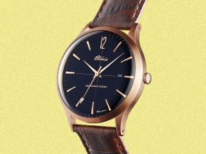 Błonie Jantar 2 | Zegarek męski automatyczny | Złota koperta | Granatowa tarcza